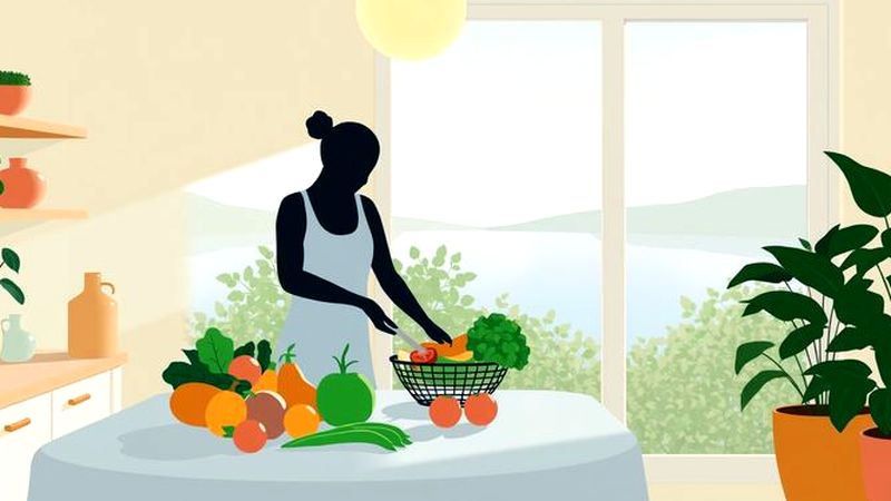 Cocina serena con comida y calma