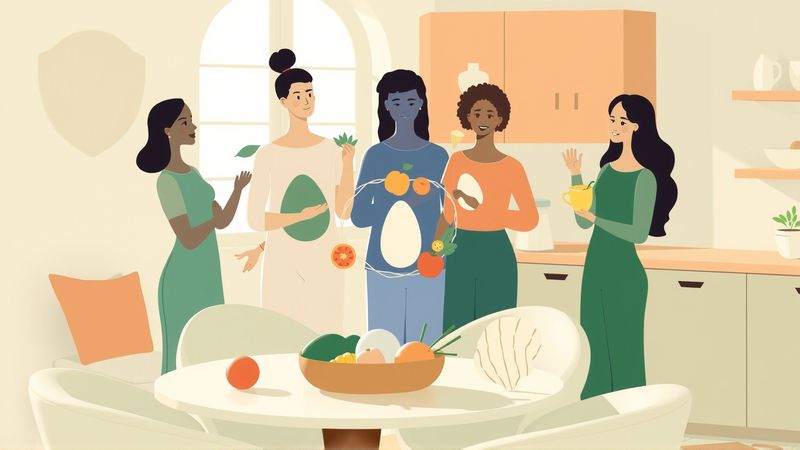 Ilustración editorial: alimentos veganos