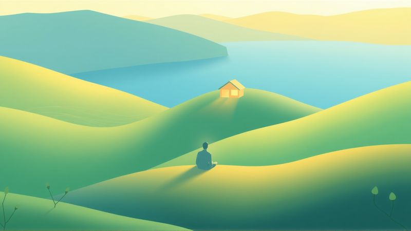 Un ser tranquilo contempla un refugio sereno
