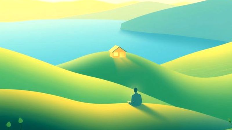 Un ser tranquilo contempla un refugio sereno
