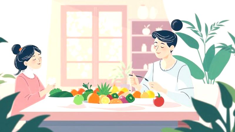 Familia tranquila disfruta comida saludable y paz