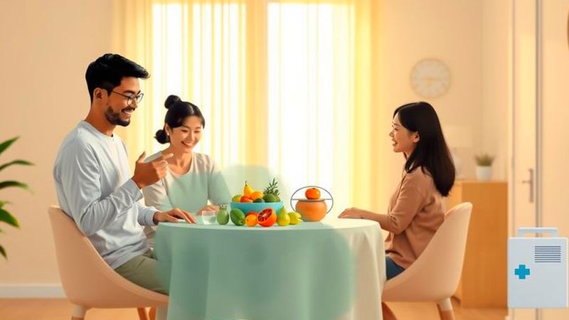 Una familia sana se reúne en calma