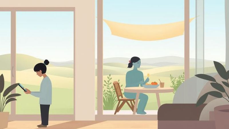 Un hogar tranquilo encuentra paz en la naturaleza